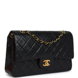 Vintage Chanel Medium Classic Double Flap Bag Black Lambskin Gold Hardware