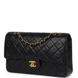 Vintage Chanel Medium Classic Double Flap Bag Black Lambskin Gold Hardware