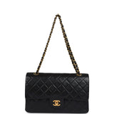 Vintage Chanel Medium Classic Double Flap Bag Black Lambskin Gold Hardware