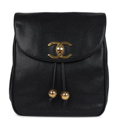 Vintage Chanel Medium CC Backpack Black Caviar Gold Hardware