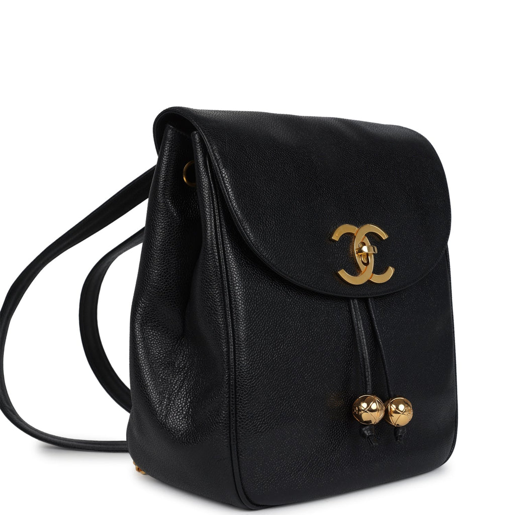 chanel black caviar leather backpack Vintage Chanel Medium CC Backpack Black Caviar Gold Hardware