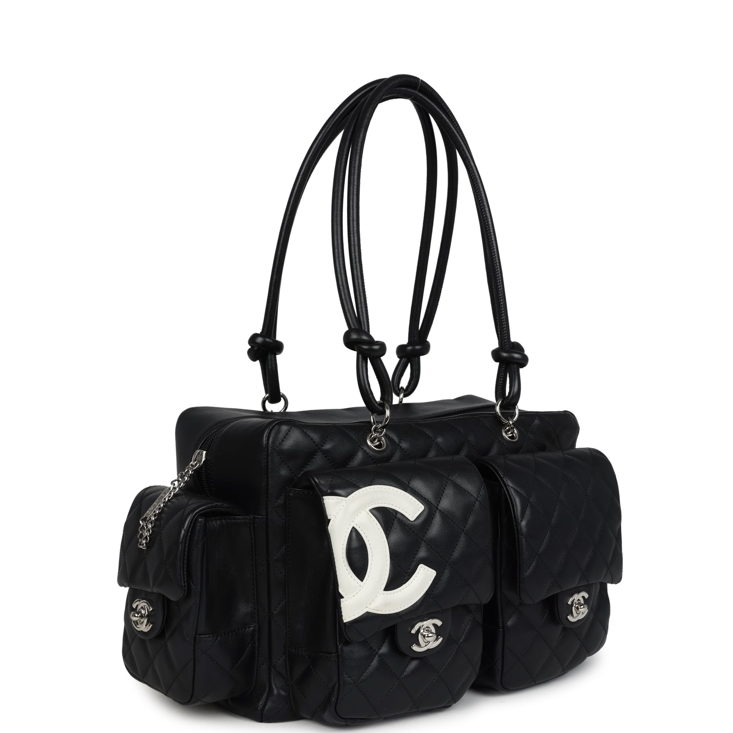 Vintage Chanel Large Cambon Ligne Reporter Bag Black And White Lambski vintage-chanel-large-cambon-ligne-reporter-bag-black-and-white-lambski
