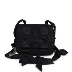 Vintage Chanel Mini Bow Shoulder Bag Black Satin Gold Hardware