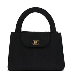 Vintage Chanel Large Kelly Rope Black Woven Gold Hardware