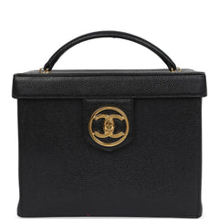 Vintage Chanel Large Box Vanity Bag Black Caviar Gold Hardware