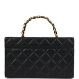 Vintage Chanel Large Rectangular Box Vanity Black Lambskin Gold Hardware