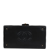 Vintage Chanel Large Rectangular Box Vanity Black Lambskin Gold Hardware