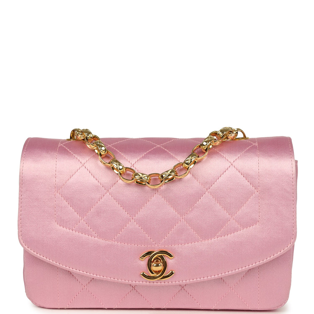 Vintage Chanel Mini Diana Flap Bag Pink Satin Gold Hardware