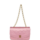 Vintage Chanel Mini Diana Flap Bag Pink Satin Gold Hardware