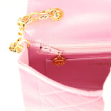 Vintage Chanel Mini Diana Flap Bag Pink Satin Gold Hardware