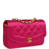 Vintage Chanel Mini Diana Flap Bag Fuchsia Satin Gold Hardware