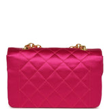 Vintage Chanel Mini Diana Flap Bag Fuchsia Satin Gold Hardware