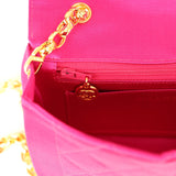 Vintage Chanel Mini Diana Flap Bag Fuchsia Satin Gold Hardware