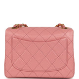 Vintage Chanel Mini Square Flap Dark Pink Lambskin Gold Hardware