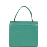 Vintage Chanel Top Handle Envelope Flap Bag Turquoise Caviar Gold Hardware