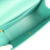 Vintage Chanel Top Handle Envelope Flap Bag Turquoise Caviar Gold Hardware