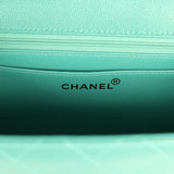 Vintage Chanel Top Handle Envelope Flap Bag Turquoise Caviar Gold Hardware