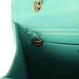 Vintage Chanel Top Handle Envelope Flap Bag Turquoise Caviar Gold Hardware
