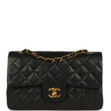 Vintage Chanel Small Classic Double Flap Black Lambskin Gold Hardware