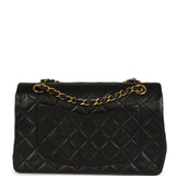 Vintage Chanel Small Classic Double Flap Black Lambskin Gold Hardware
