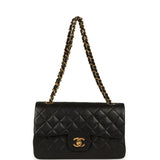 Vintage Chanel Small Classic Double Flap Black Lambskin Gold Hardware