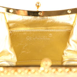 Vintage Chanel Kiss Lock Frame Shoulder Bag Gold Metallic Lambskin Gold Hardware - Thumbnail View 8