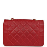 Vintage Chanel Medium Diana Flap Bag Red Lambskin Gold Hardware