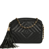 Vintage Chanel Small Diamond Quilted Camera Bag Black Caviar Gold Hardware