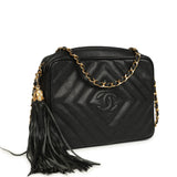 Vintage Chanel Small Diamond Quilted Camera Bag Black Caviar Gold Hardware