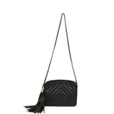 Vintage Chanel Small Diamond Quilted Camera Bag Black Caviar Gold Hardware