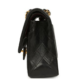 Vintage Chanel Medium Classic Double Flap Bag Black Lambskin Gold Hardware