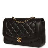 Vintage Chanel Medium Diana Flap Bag Black Lambskin Gold Hardware