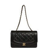 Vintage Chanel Medium Diana Flap Bag Black Lambskin Gold Hardware