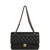 Vintage Chanel Medium Classic Double Flap Bag Black Caviar Gold Hardware
