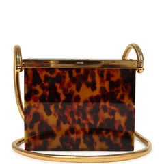 Vintage Chanel Minaudiere Clutch with Chain Tortoiseshell Acrylic Gold Hardware