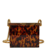 Vintage Chanel Minaudiere Clutch with Chain Tortoiseshell Acrylic Gold Hardware