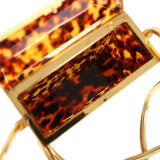 Vintage Chanel Minaudiere Clutch with Chain Tortoiseshell Acrylic Gold Hardware