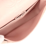 Vintage Chanel Medium Classic Double Flap Bag Light Pink and White Tweed Silver Hardware