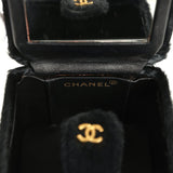 Vintage Chanel Square Vanity Box Black Pony Hair Antique Gold Hardware