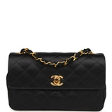 Vintage Chanel Mini Rectangular Flap Bag Black Satin Gold Hardware - Thumbnail View 1