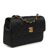 Vintage Chanel Mini Rectangular Flap Bag Black Satin Gold Hardware - Thumbnail View 2