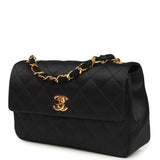 Vintage Chanel Mini Rectangular Flap Bag Black Satin Gold Hardware - Thumbnail View 5