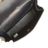 Vintage Chanel Mini Rectangular Flap Bag Black Satin Gold Hardware - Thumbnail View 9