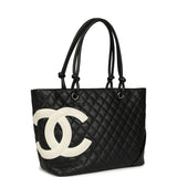 Vintage Chanel Large Cambon Ligne Tote Black Calfskin Silver Hardware - Thumbnail View 2