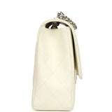 Vintage Chanel Classic Jumbo Single Flap Bag White Caviar Silver Hardware - Thumbnail View 3
