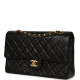 Vintage Chanel Medium Classic Double Flap Bag Black Lambskin Gold Hardware