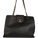 Vintage Chanel XL Supermodel Tote Bag Black Calfskin Gold Hardware - Thumbnail View 1