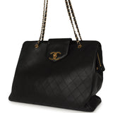 Vintage Chanel XL Supermodel Tote Bag Black Calfskin Gold Hardware - Thumbnail View 5