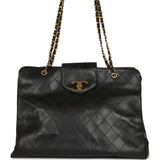 Vintage Chanel XL Supermodel Tote Bag Black Calfskin Gold Hardware - Thumbnail View 1