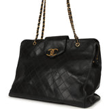 Vintage Chanel XL Supermodel Tote Bag Black Calfskin Gold Hardware - Thumbnail View 6